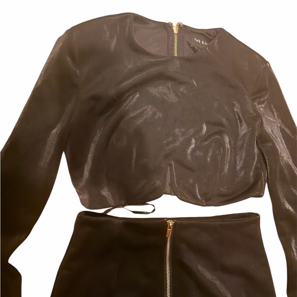 Saint Laurent Black Pencil Skirt with Front Gold Zip - Picture 2 of 4